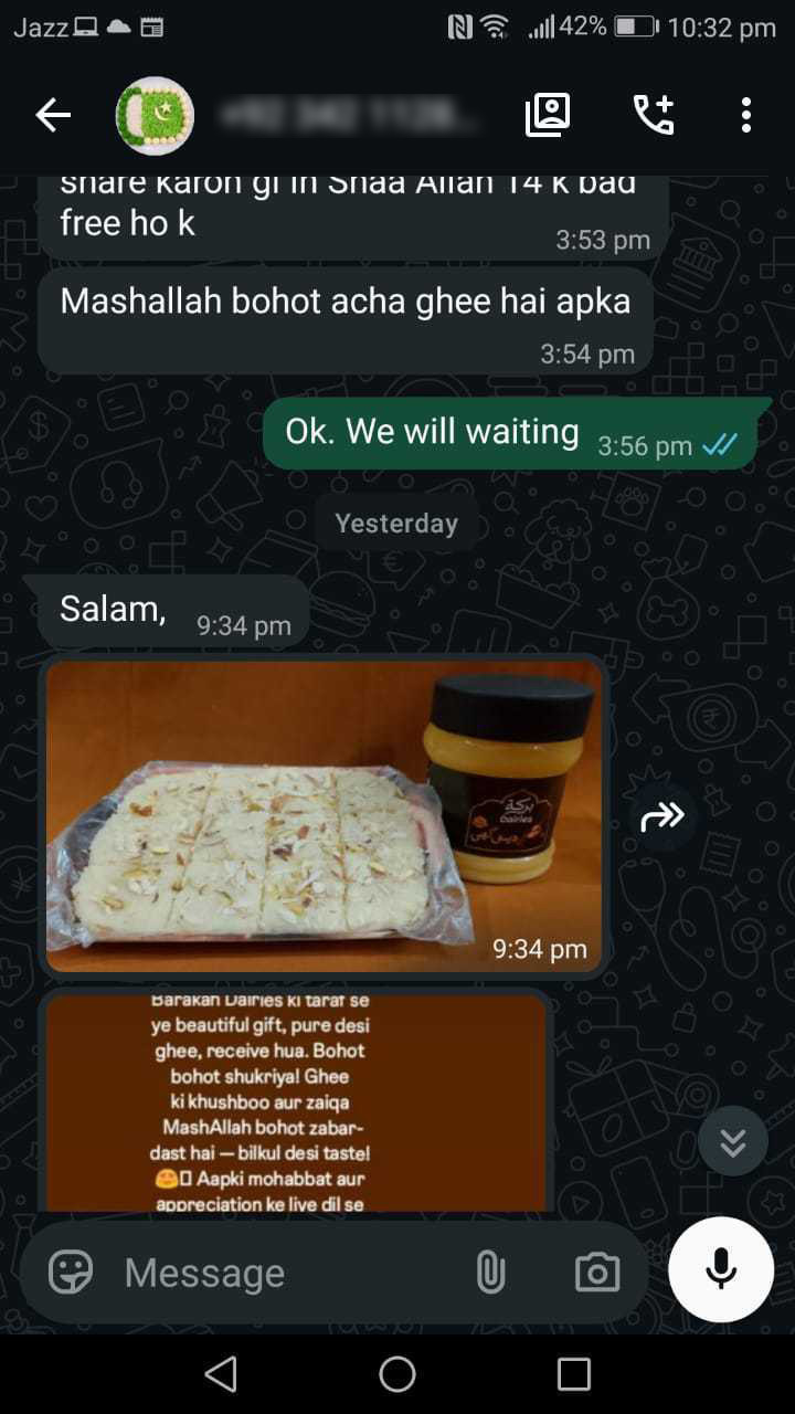 Customer WhatsApp review