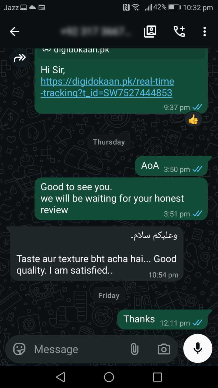 Customer WhatsApp review