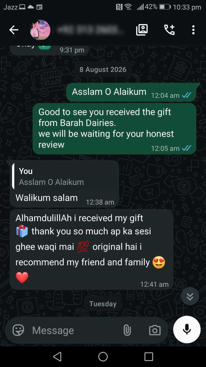 Customer WhatsApp review